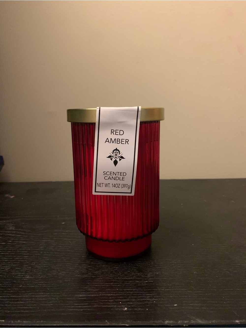 Unk Red Amber Scented Candle with Gold Lid